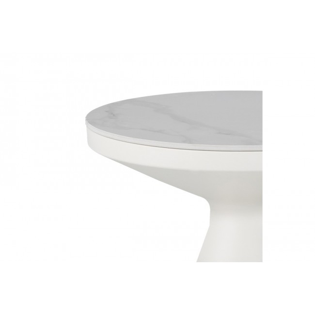 Βοηθητικό τραπέζι "COOZLIN" από sintered stone/μέταλλο σε χρώμα λευκό μαρμάρου Φ50x50