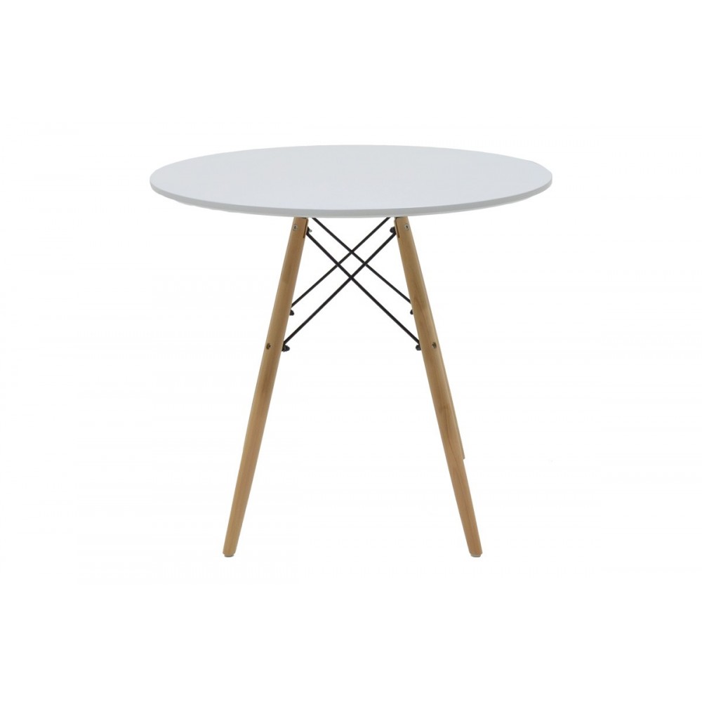 Τραπέζι "JULITA" από mdf σε χρώμα φυσικό/λευκό Φ80x73