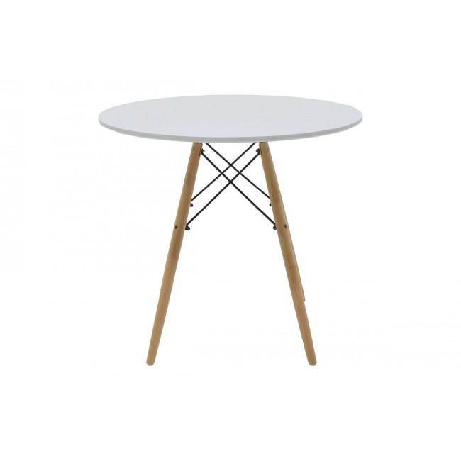 Τραπέζι "JULITA" από mdf σε χρώμα φυσικό/λευκό Φ80x73