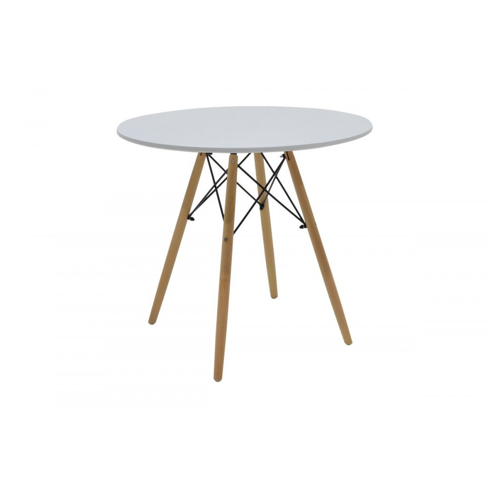 Τραπέζι "JULITA" από mdf σε χρώμα φυσικό/λευκό Φ80x73