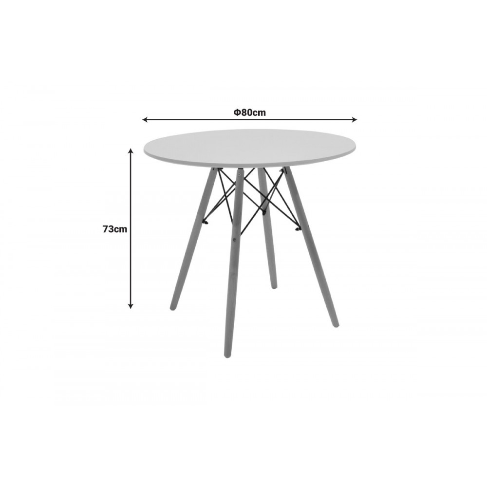 Τραπέζι "JULITA" από mdf σε χρώμα φυσικό/λευκό Φ80x73