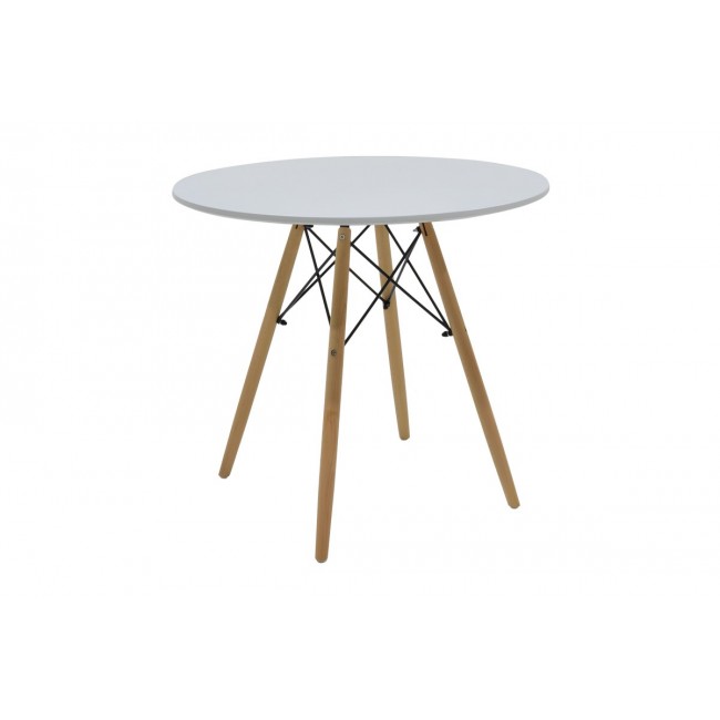 Τραπέζι "JULITA" από mdf σε χρώμα φυσικό/λευκό Φ80x73