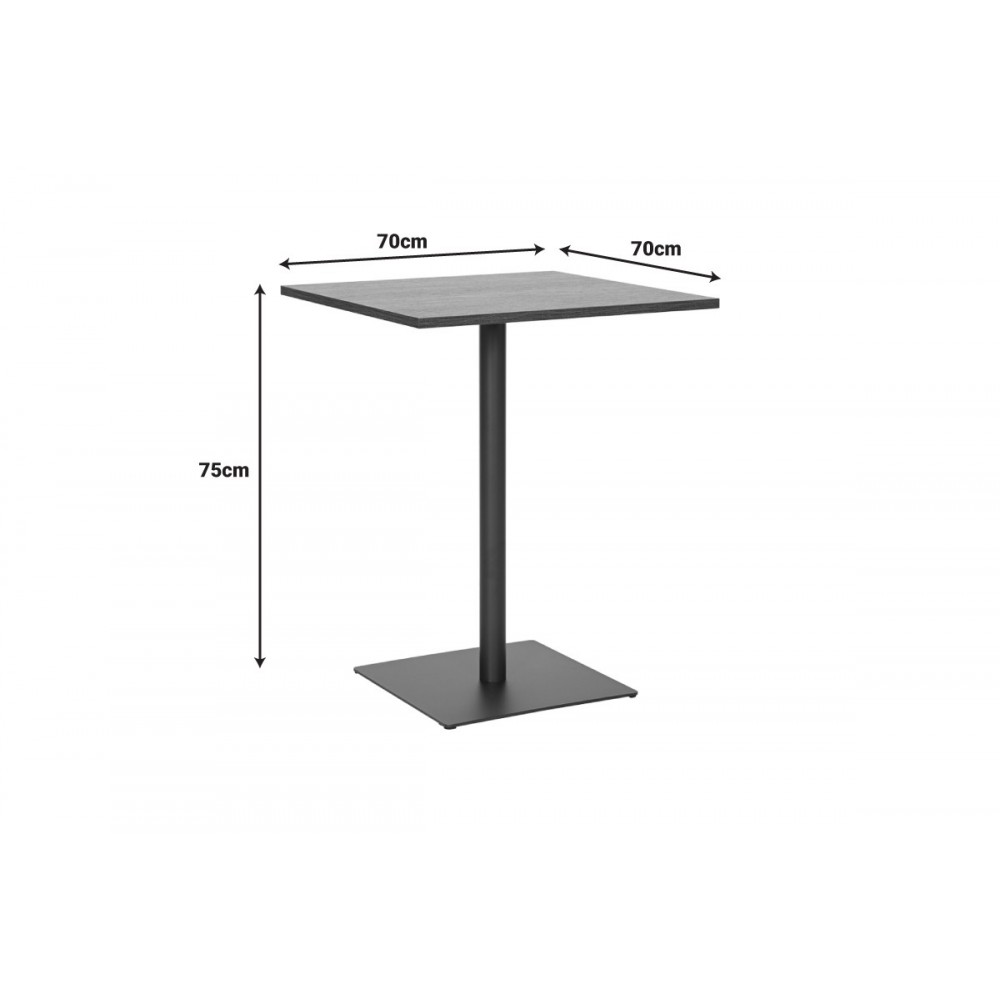 Τραπέζι "NEROBIAN" από mdf/μέταλλο σε χρώμα καρυδί/ανθρακί 70x70x75
