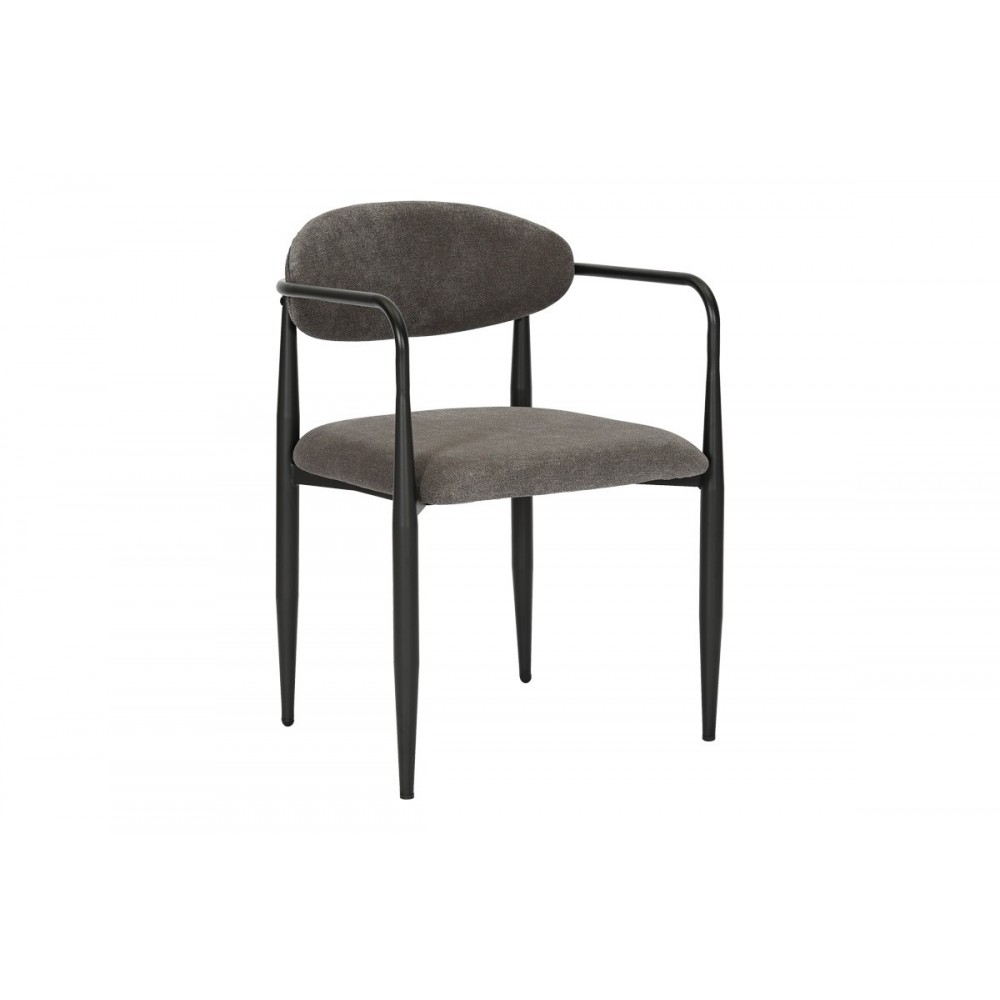 Πολυθρόνα "KALONE" από ύφασμα/μέταλλο σε χρώμα ανθρακί/μαύρο 56x55x78