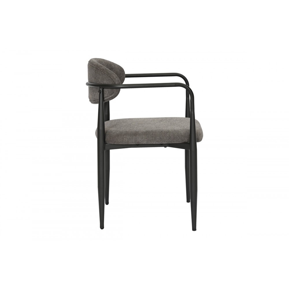 Πολυθρόνα "KALONE" από ύφασμα/μέταλλο σε χρώμα ανθρακί/μαύρο 56x55x78