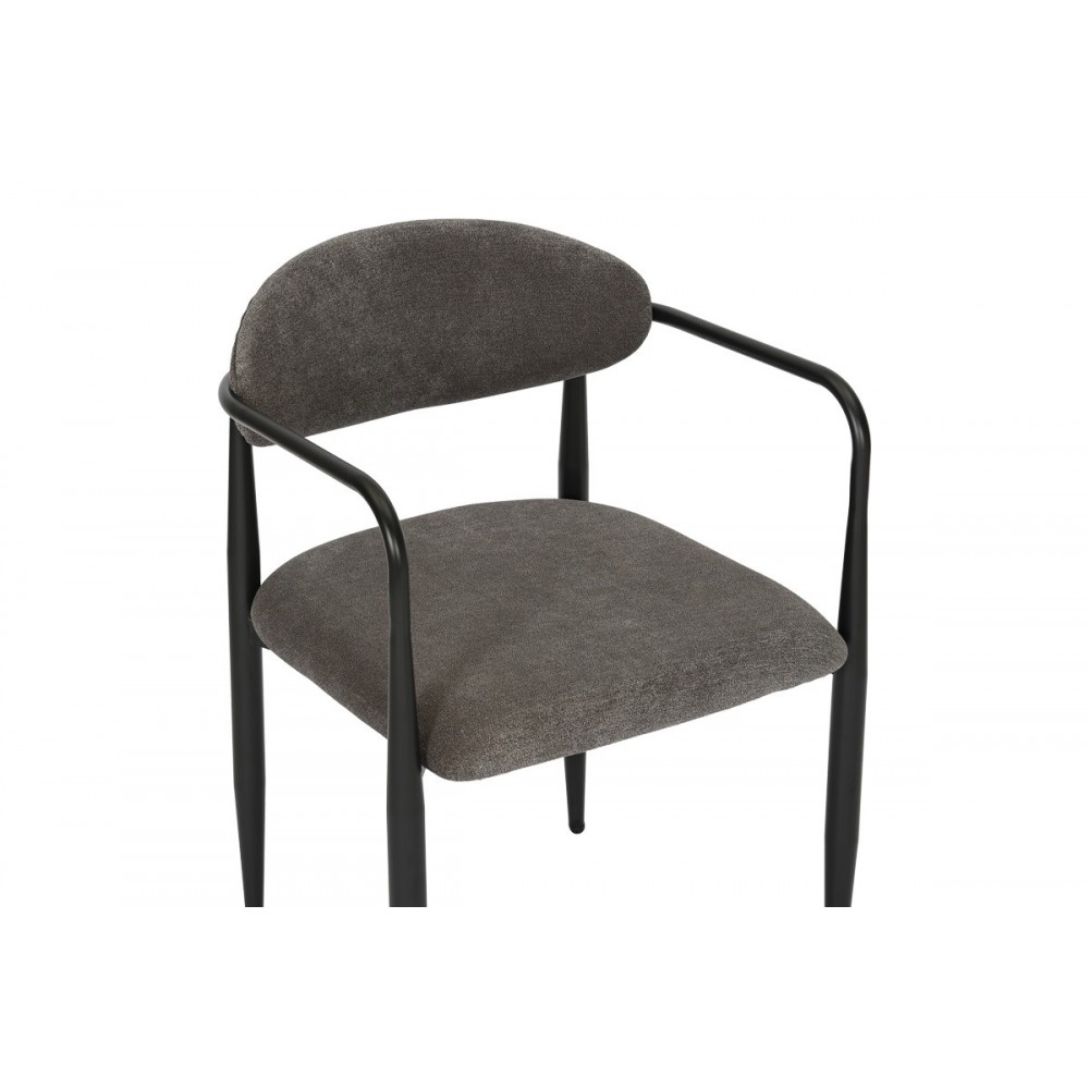 Πολυθρόνα "KALONE" από ύφασμα/μέταλλο σε χρώμα ανθρακί/μαύρο 56x55x78