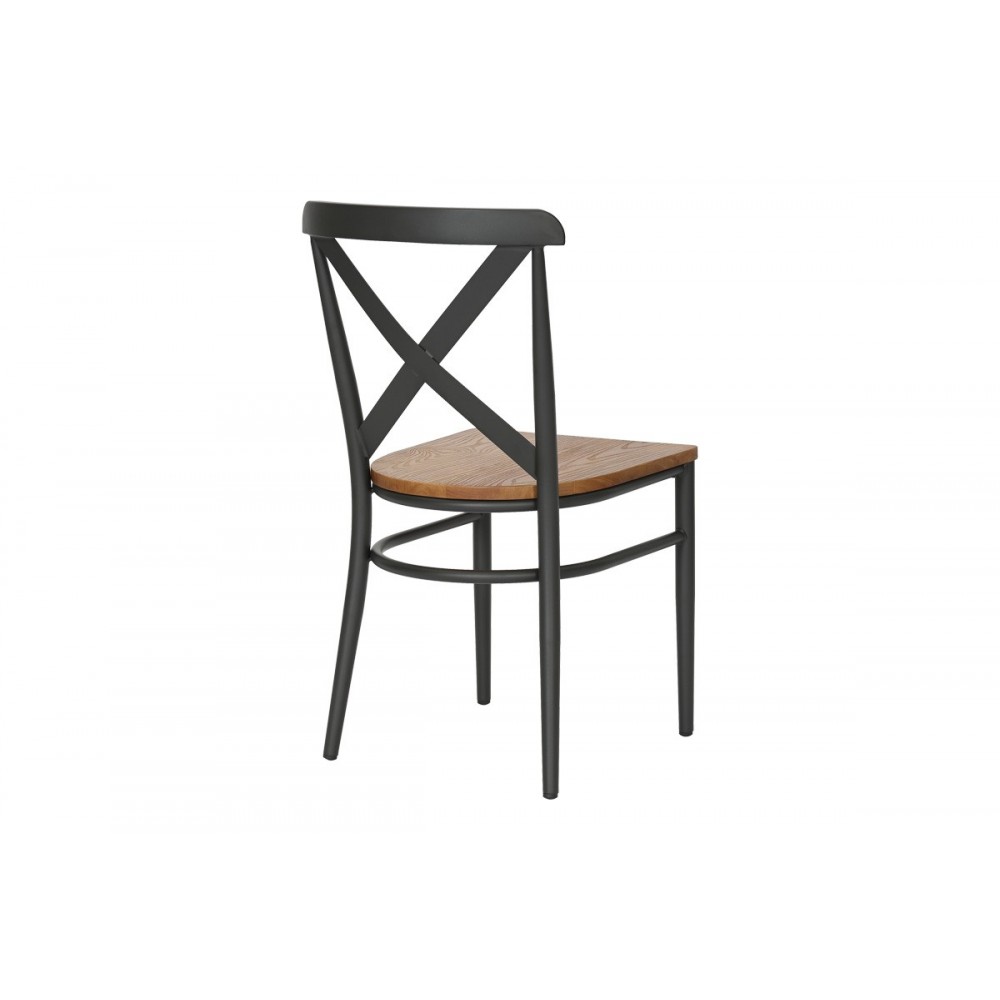 Καρέκλα "FERONA" από μέταλλο/rubberwood σε χρώμα ανθρακί/φυσικό 52.5x44.5x84