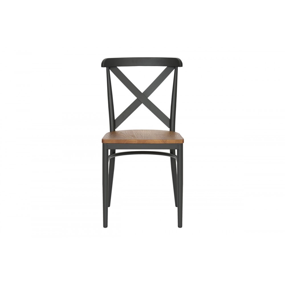 Καρέκλα "FERONA" από μέταλλο/rubberwood σε χρώμα ανθρακί/φυσικό 52.5x44.5x84