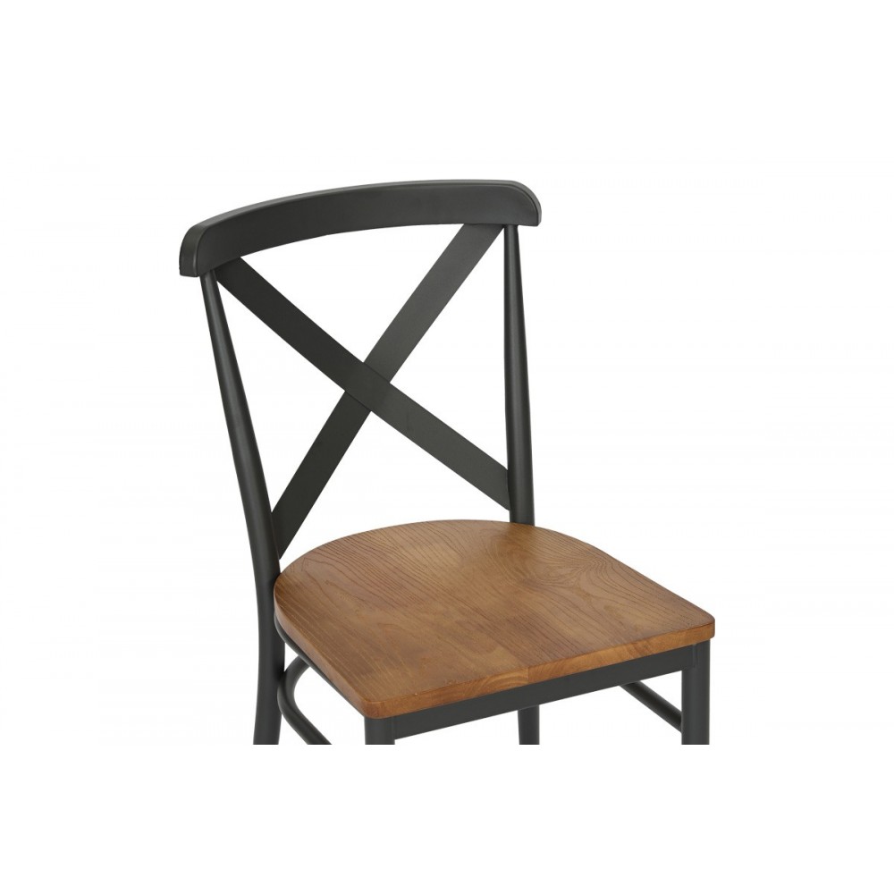 Καρέκλα "FERONA" από μέταλλο/rubberwood σε χρώμα ανθρακί/φυσικό 52.5x44.5x84