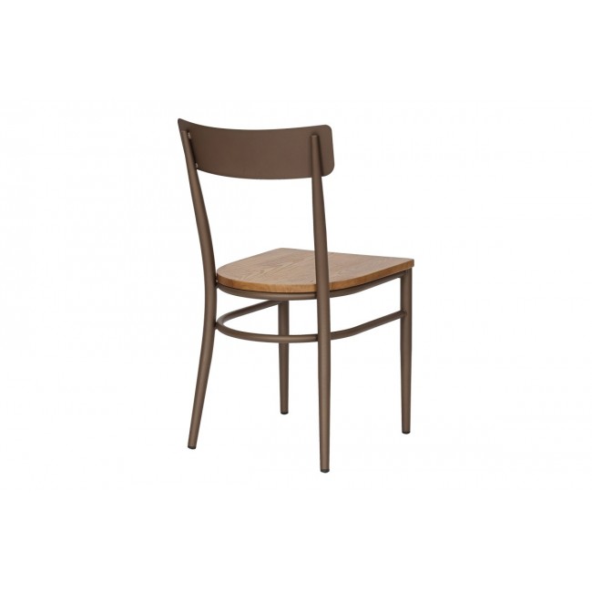 Καρέκλα "ZERCA" από μέταλλο/rubberwood σε χρώμα καφέ/φυσικό 49x44x82