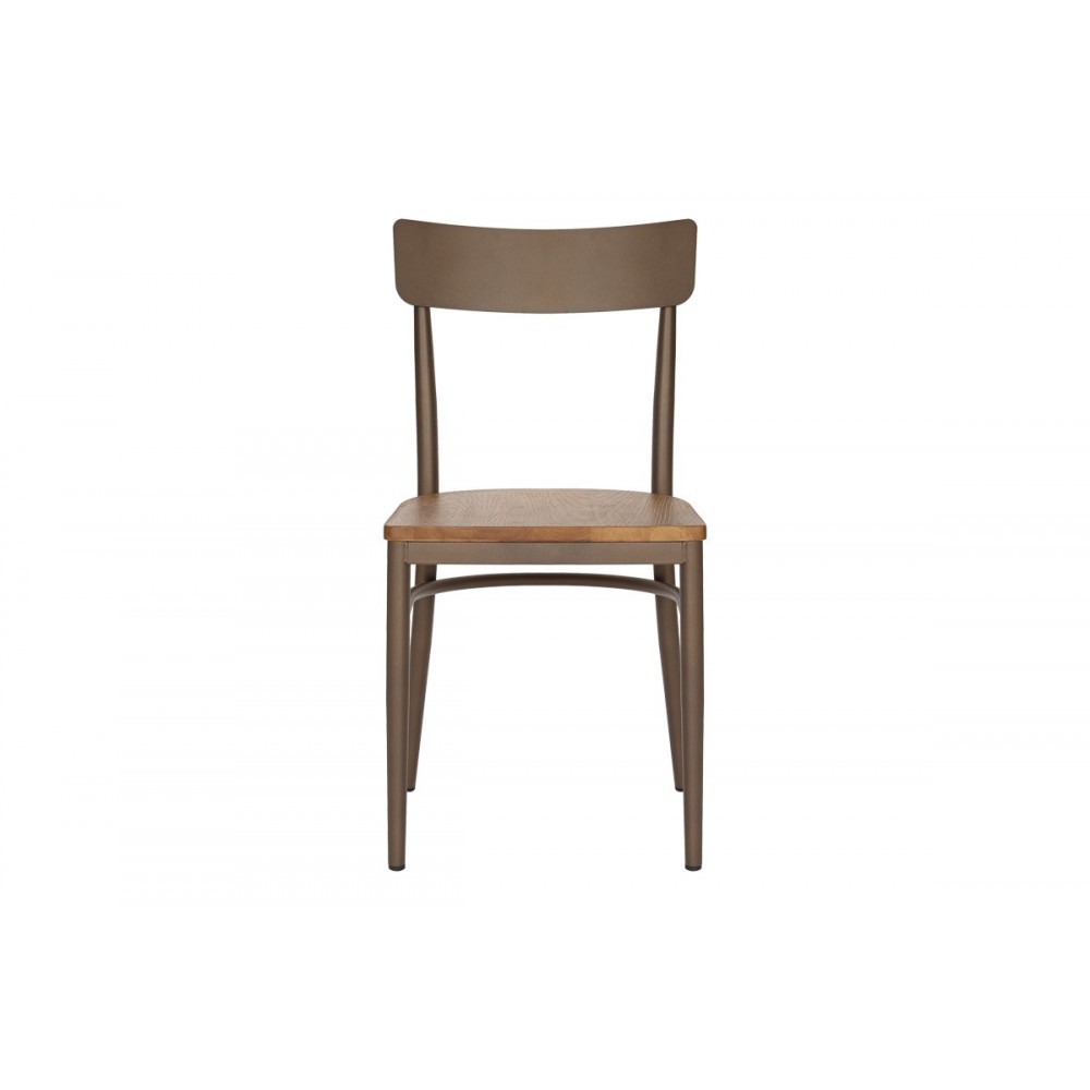 Καρέκλα "ZERCA" από μέταλλο/rubberwood σε χρώμα καφέ/φυσικό 49x44x82