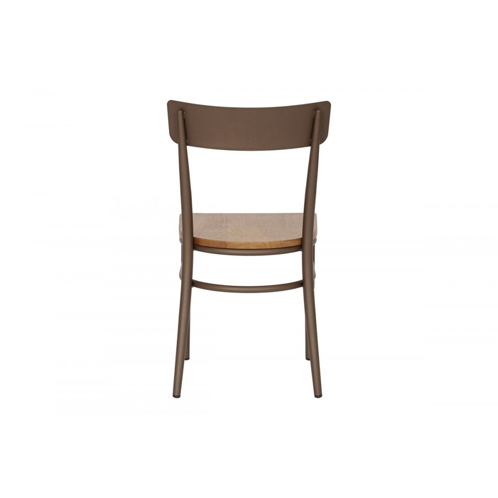 Καρέκλα "ZERCA" από μέταλλο/rubberwood σε χρώμα καφέ/φυσικό 49x44x82