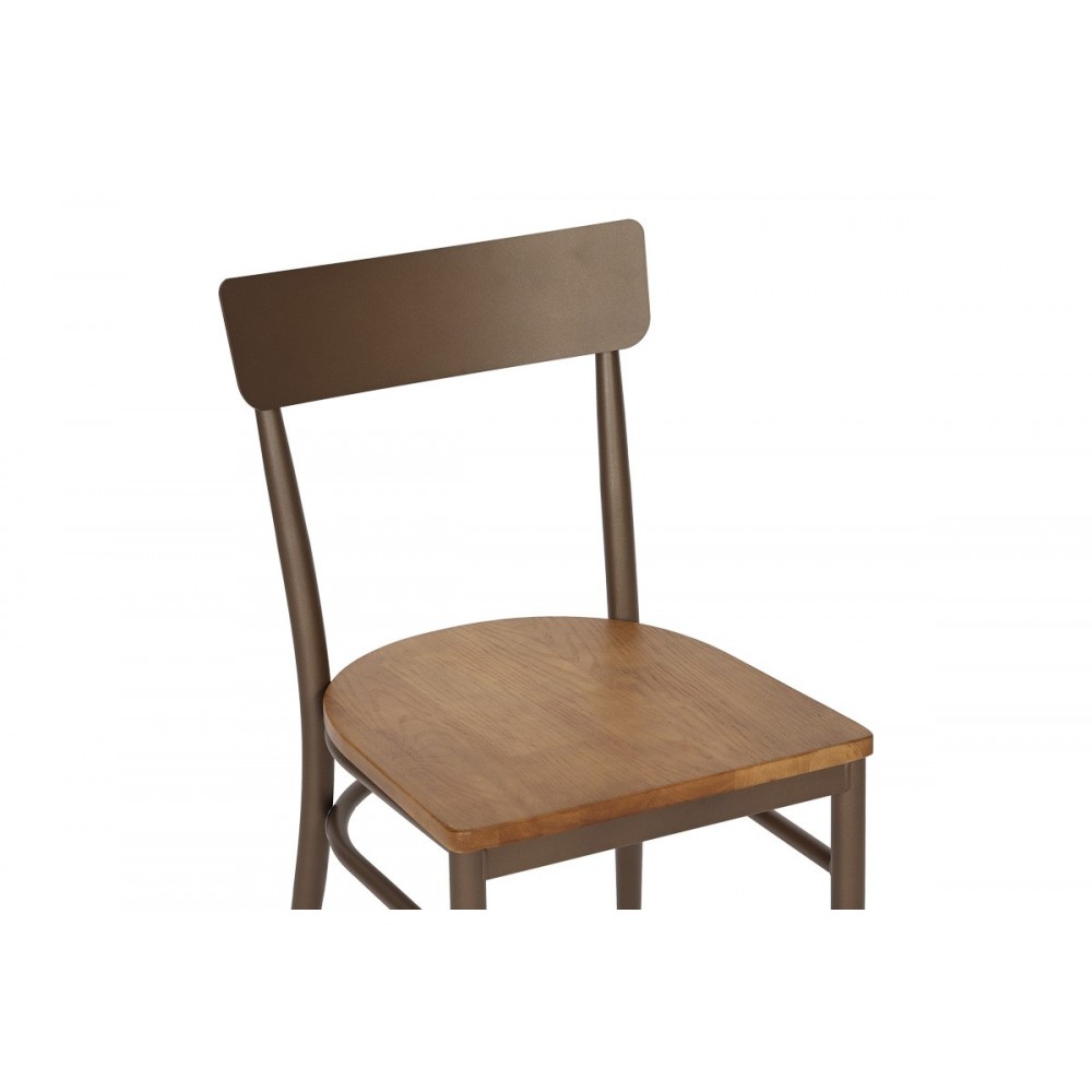 Καρέκλα "ZERCA" από μέταλλο/rubberwood σε χρώμα καφέ/φυσικό 49x44x82