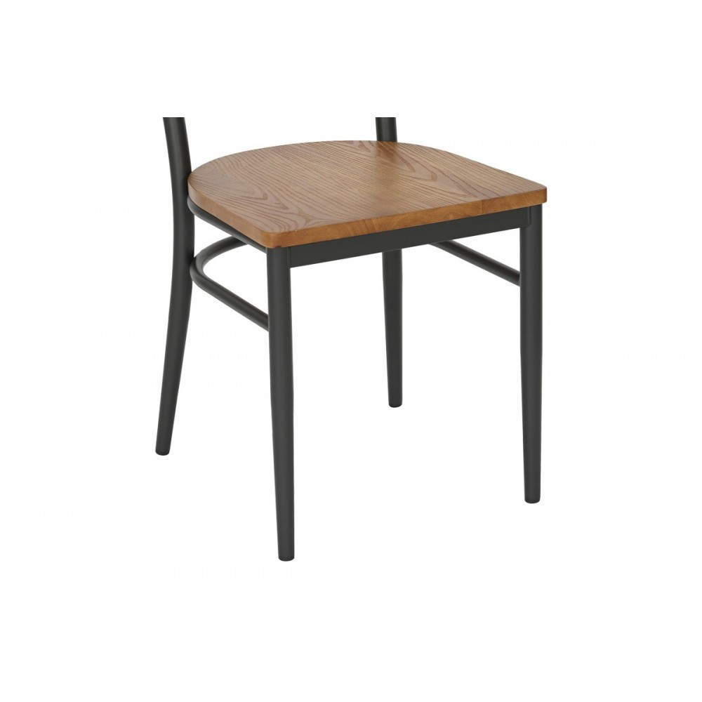 Καρέκλα "ZERCA" από μέταλλο/rubberwood σε χρώμα ανθρακί/φυσικό 49x44x82