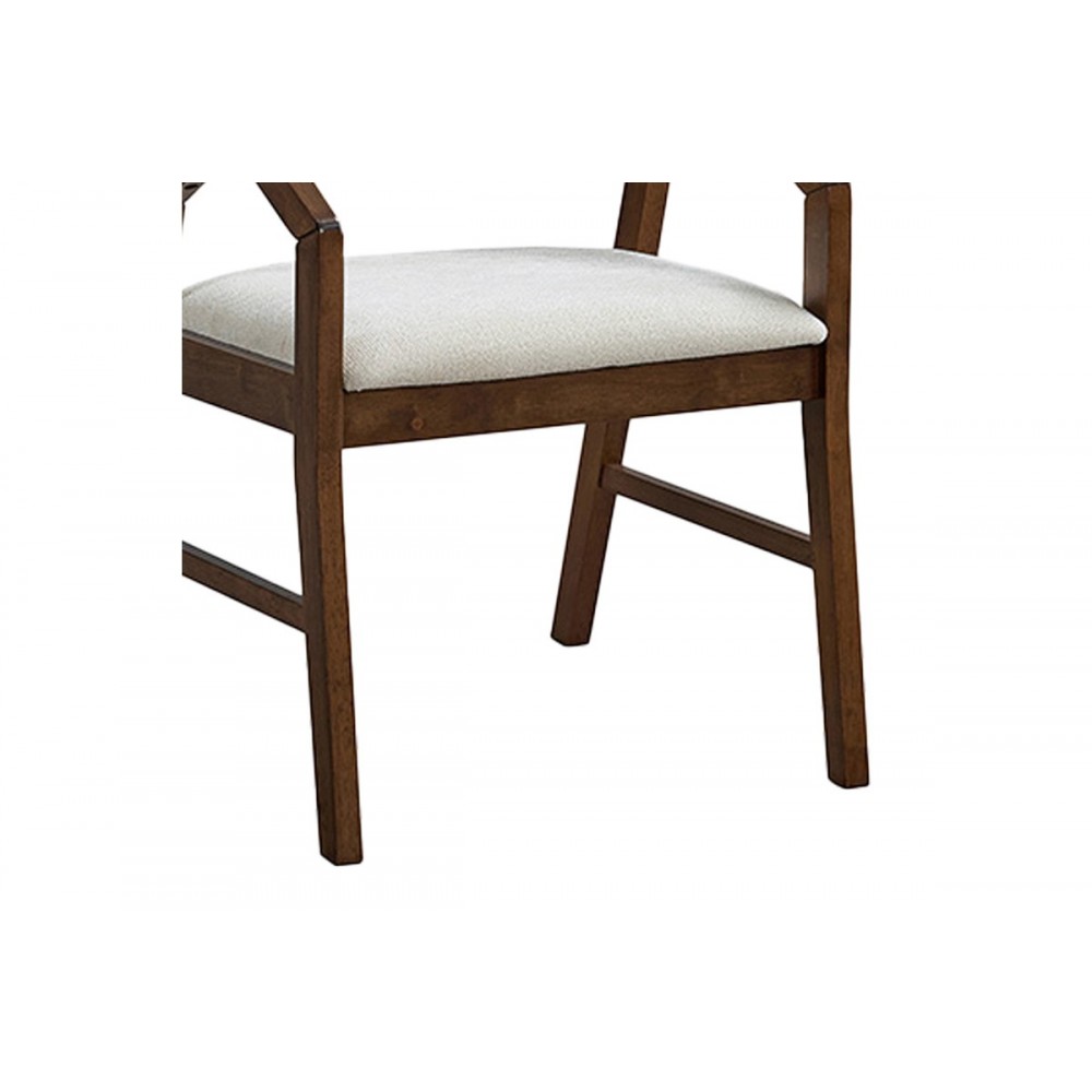 Πολυθρόνα "LIVIA" από rubberwood/ύφασμα σε χρώμα καρυδί/εκρού 47.5x54.5x78