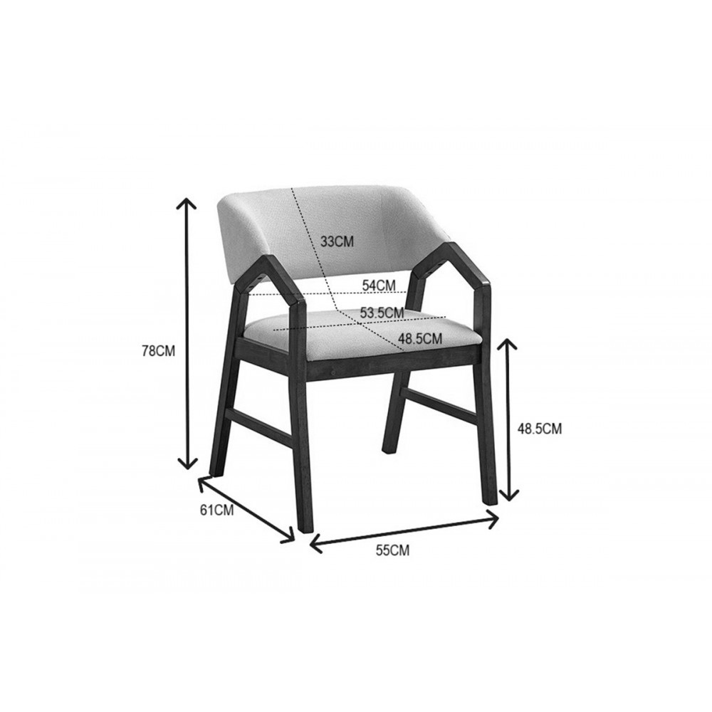 Πολυθρόνα "LIVIA" από rubberwood/ύφασμα σε χρώμα καρυδί/εκρού 47.5x54.5x78