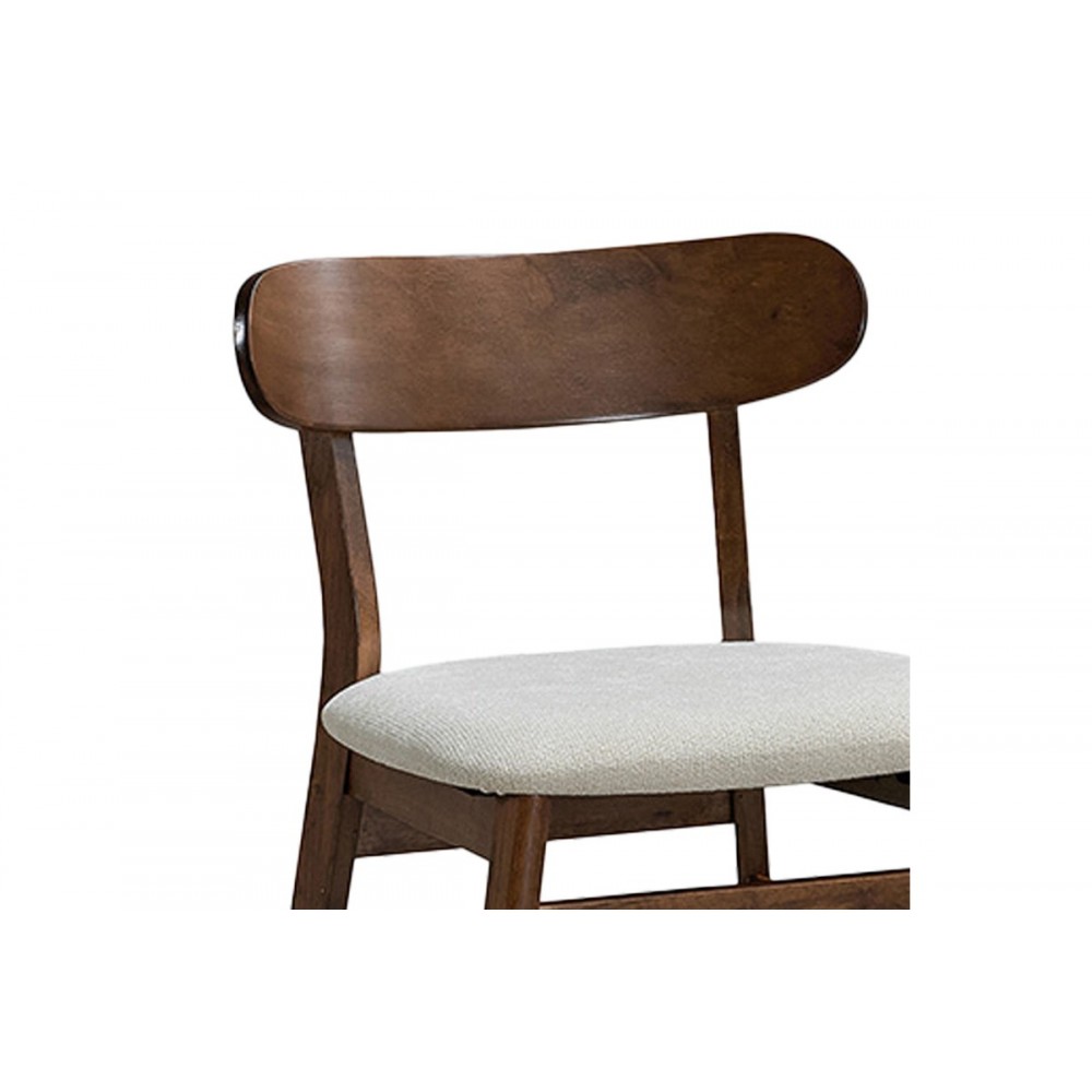 Καρέκλα "CAIRO" από rubberwood/ύφασμα σε χρώμα καρυδί/εκρού 47x47x76