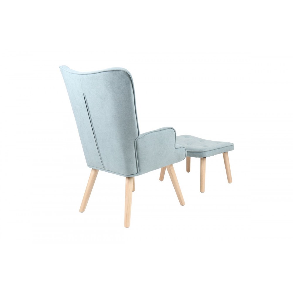 Πολυθρόνα με υποπόδιο "MELISIA" από ύφασμα/ξύλο σε χρώμα βεραμάν/φυσικό 59x67x94