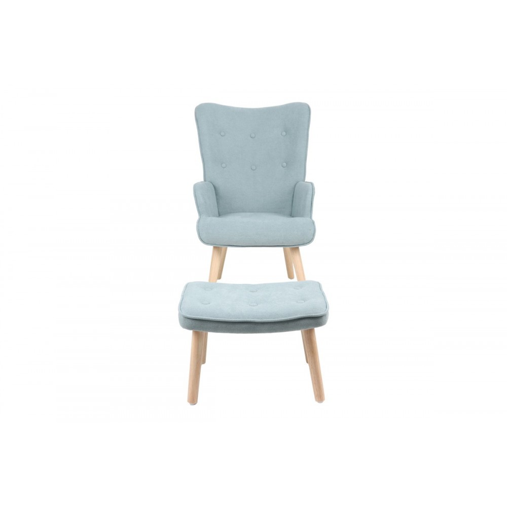 Πολυθρόνα με υποπόδιο "MELISIA" από ύφασμα/ξύλο σε χρώμα βεραμάν/φυσικό 59x67x94