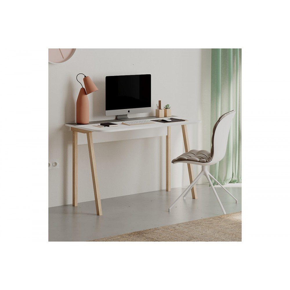 Γραφείο εργασίας "MALIA" σε χρώμα λευκό/φυσικό 120x60.5x75