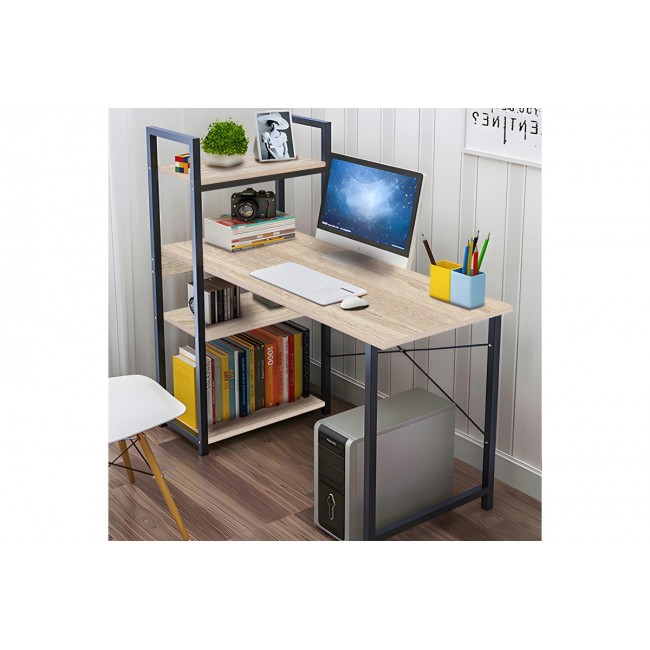 Γραφείο εργασίας "BENCOUR" από mdf/μέταλλο σε χρώμα φυσικό/μαύρο 90x40x73