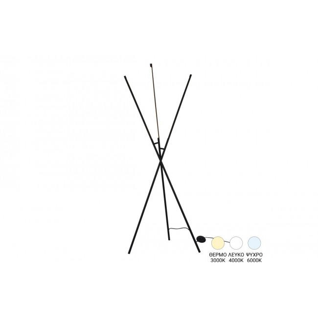 Φωτιστικό δαπέδου "LOLY" led από μέταλλο σε χρώμα μαύρο 40x40x145