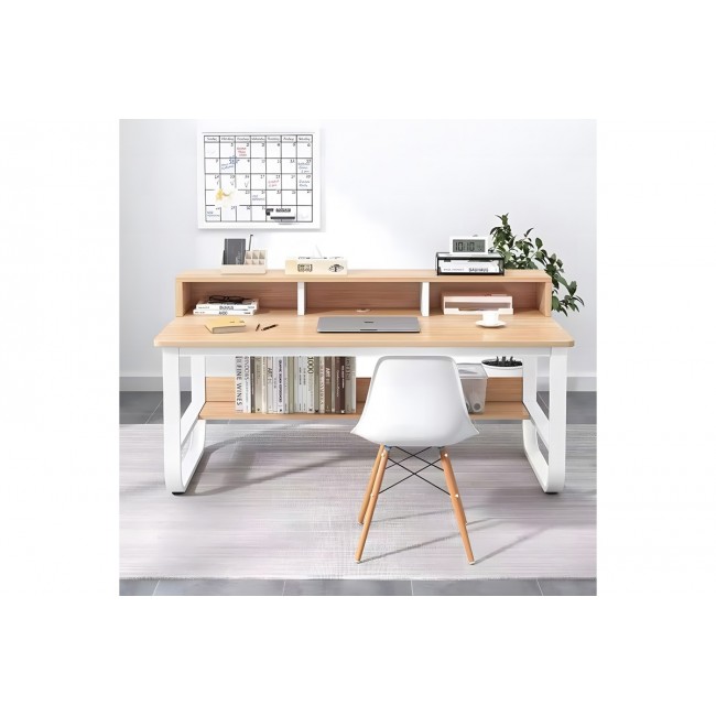 Γραφείο εργασίας "EVREPY" από mdf/μέταλλο σε χρώμα oak/λευκό 100x60x73