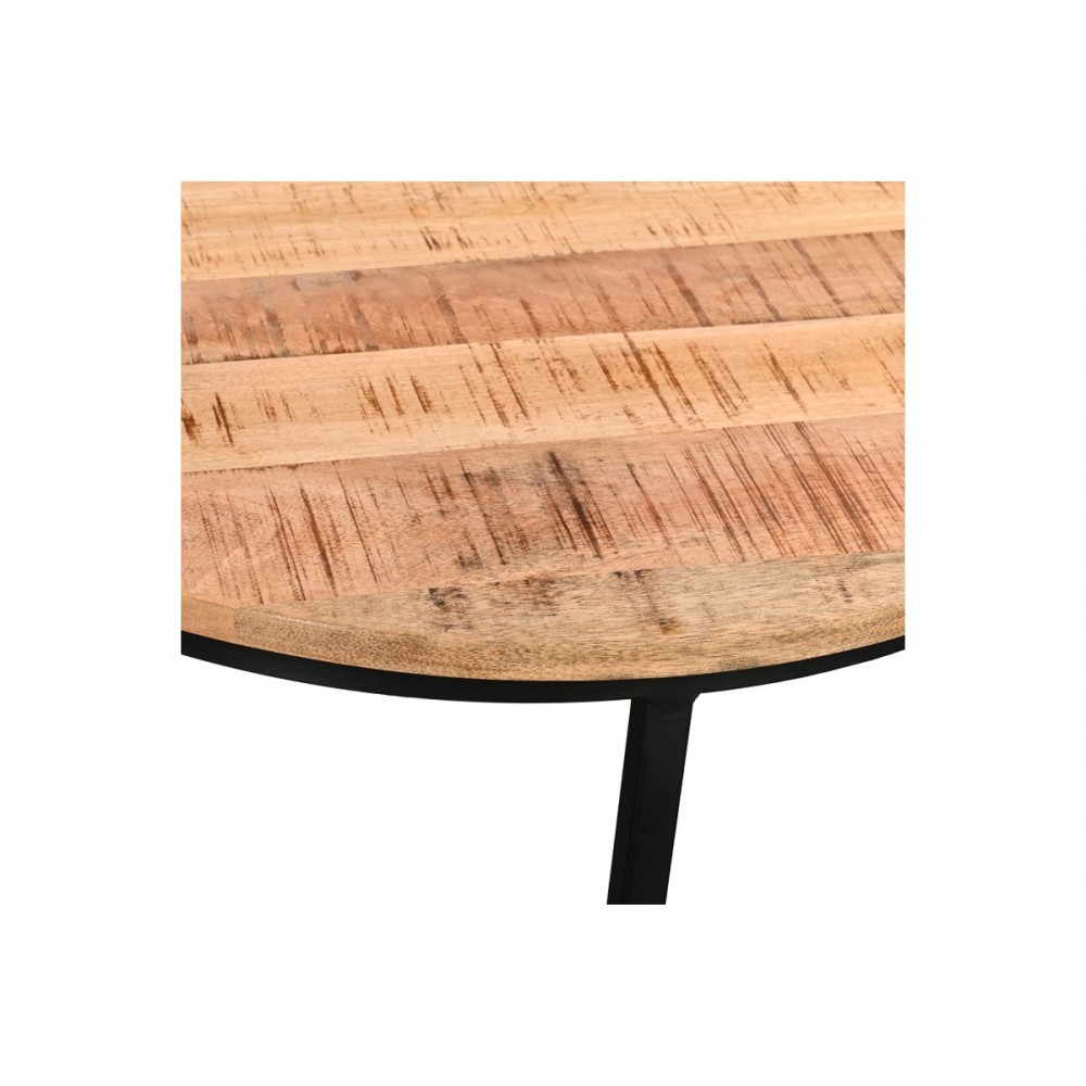 Τραπέζι σαλονιού 3τμχ "FRINA" από ξύλο/μέταλλο σε χρώμα φυσικό/μαύρο Φ70x45