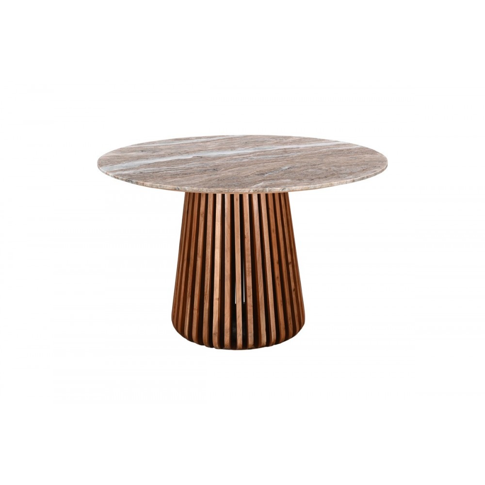 Τραπέζι "MABLE" από ξύλο/μάρμαρο σε χρώμα φυσικό Φ120x76