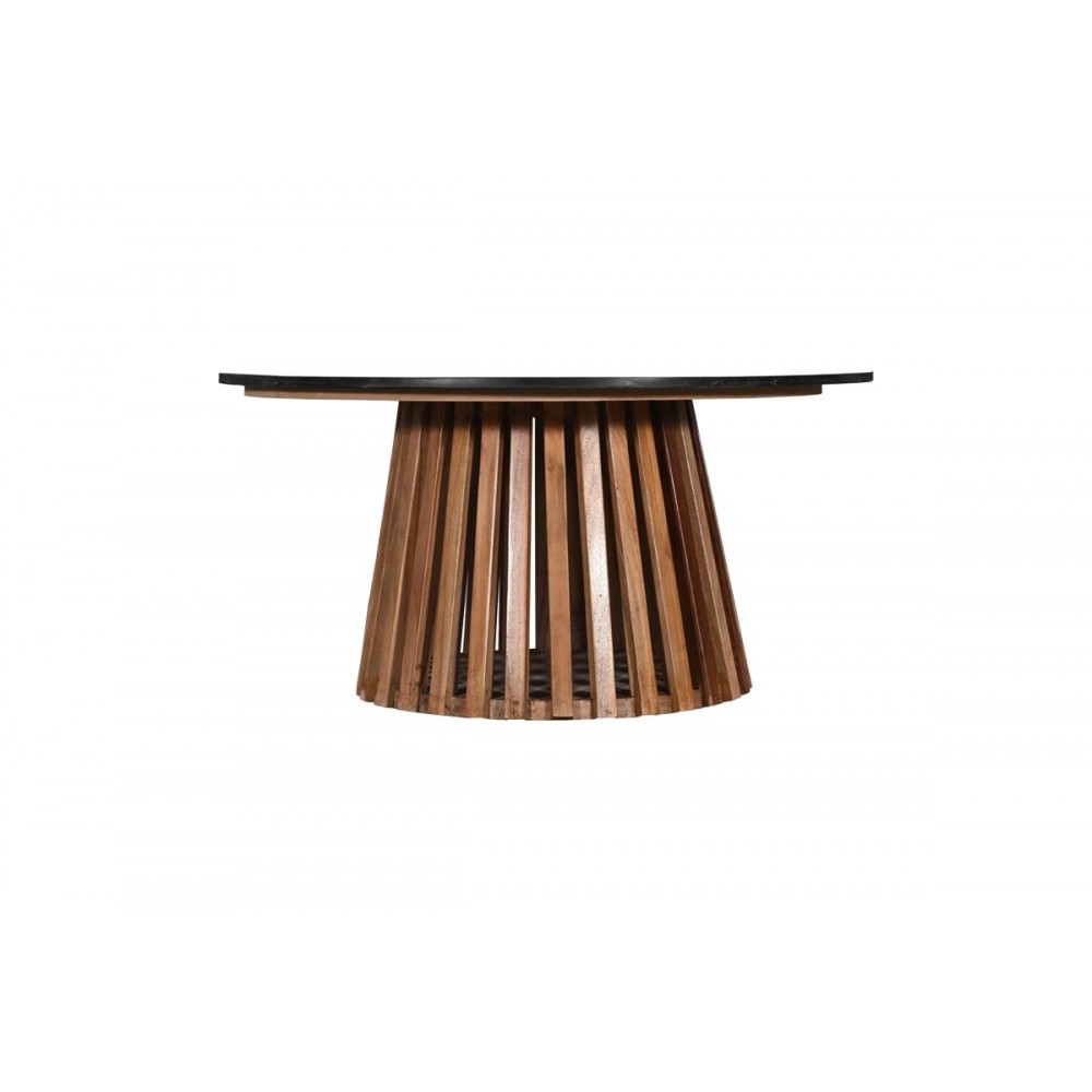 Τραπέζι "MABLE" από ξύλο/μάρμαρο σε χρώμα φυσικό/μαύρο Φ100x45