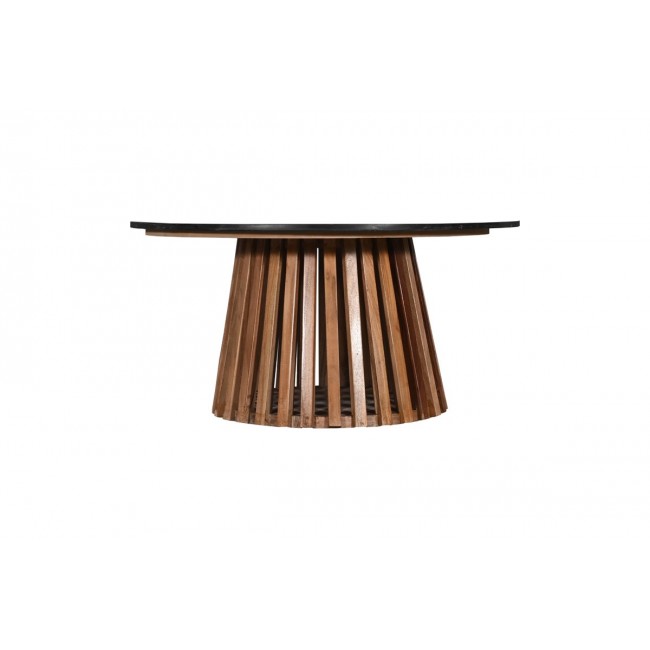 Τραπέζι "MABLE" από ξύλο/μάρμαρο σε χρώμα φυσικό/μαύρο Φ100x45