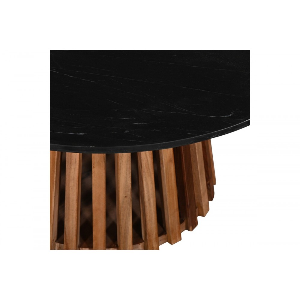 Τραπέζι "MABLE" από ξύλο/μάρμαρο σε χρώμα φυσικό/μαύρο Φ100x45