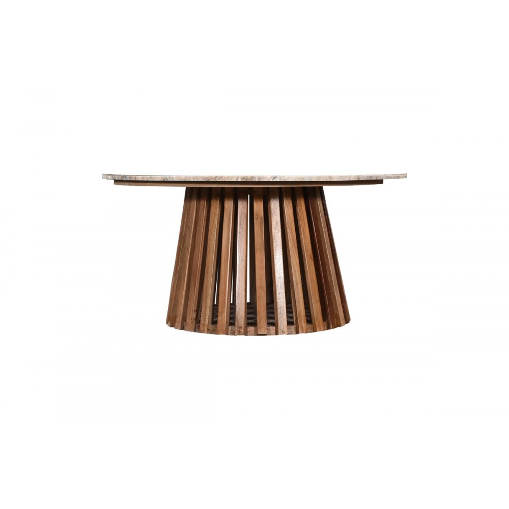 Τραπέζι "MABLE" από ξύλο/μάρμαρο σε χρώμα φυσικό Φ100x45