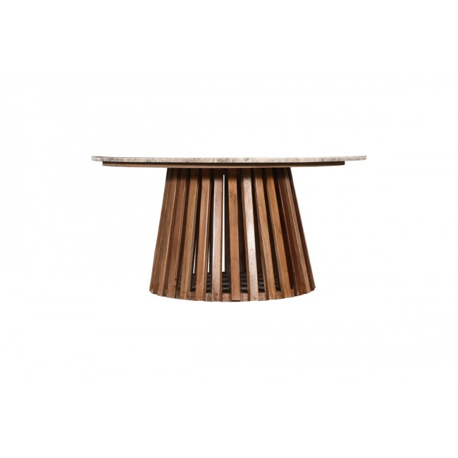 Τραπέζι "MABLE" από ξύλο/μάρμαρο σε χρώμα φυσικό Φ100x45