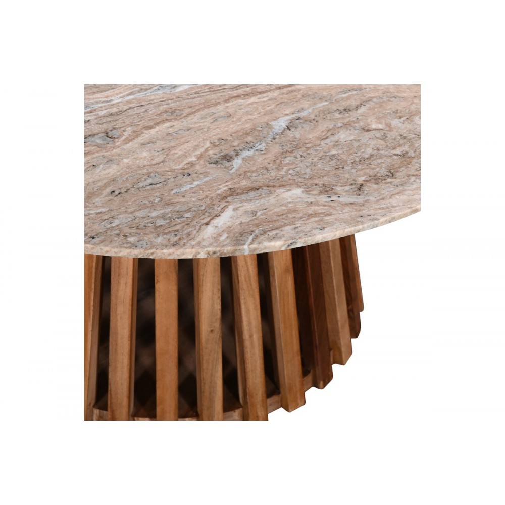Τραπέζι "MABLE" από ξύλο/μάρμαρο σε χρώμα φυσικό Φ100x45
