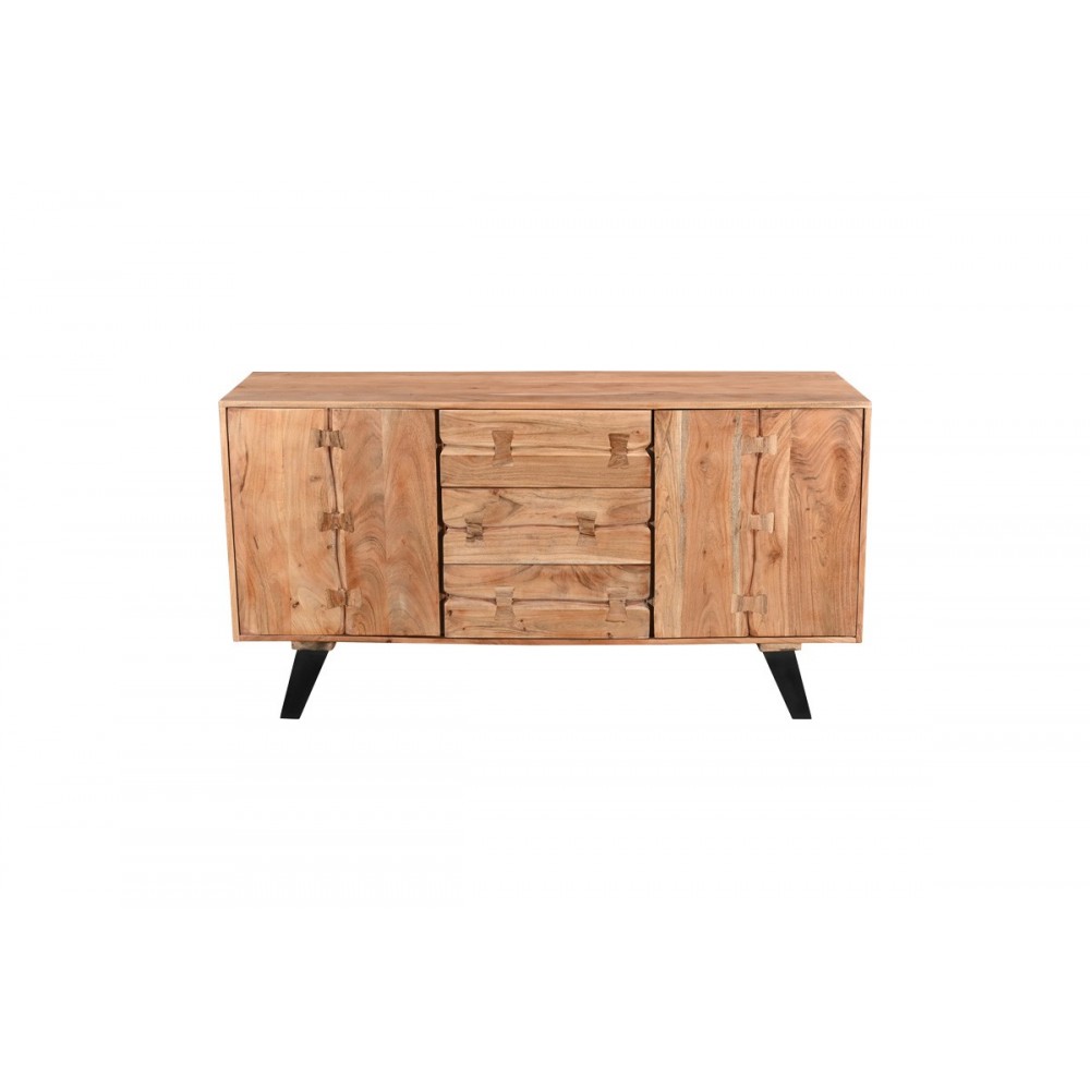 Μπουφές "LEONTINA" από ξύλο/μέταλλο σε χρώμα φυσικό/μαύρο 150x45x86