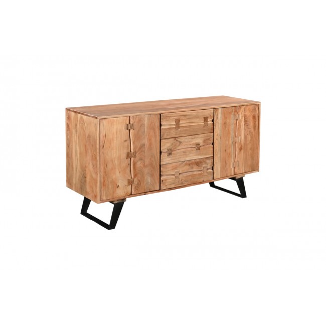 Μπουφές "LEONTINA" από ξύλο/μέταλλο σε χρώμα φυσικό/μαύρο 150x45x86