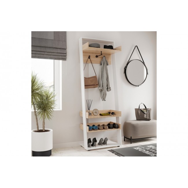 Έπιπλο εισόδου "SCIOVE" σε χρώμα λευκό/φυσικό 70x40x200