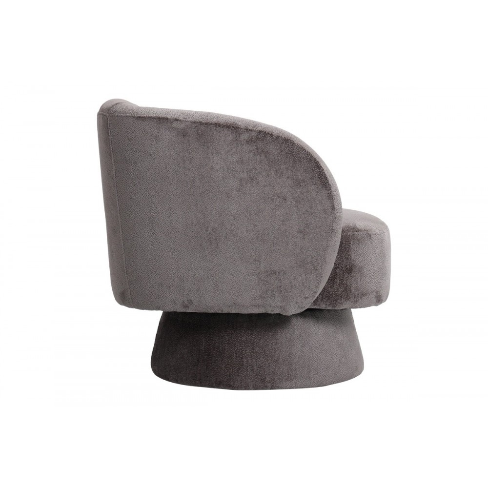 Πολυθρόνα περιστρεφόμενη "KRESLO" από μπουκλέ ύφασμα σε χρώμα ανθρακί 78x81x77