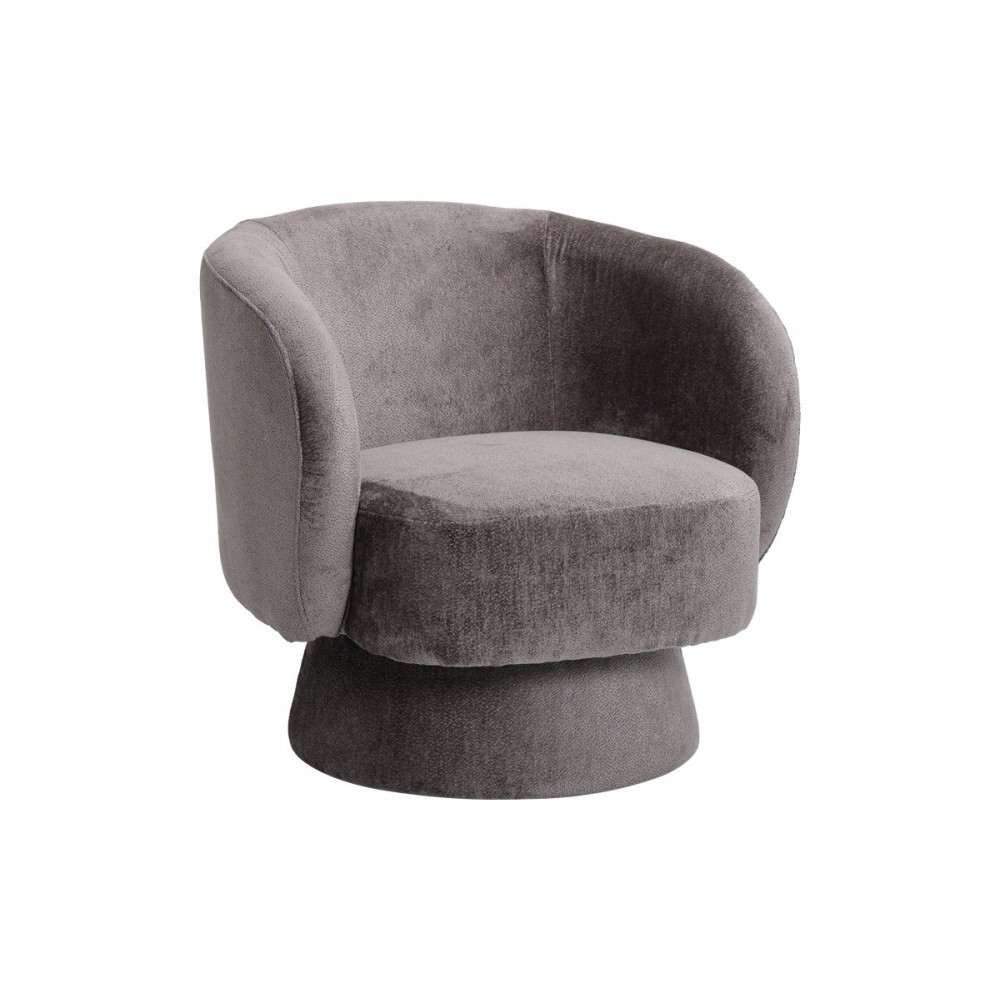 Πολυθρόνα περιστρεφόμενη "KRESLO" από μπουκλέ ύφασμα σε χρώμα ανθρακί 78x81x77