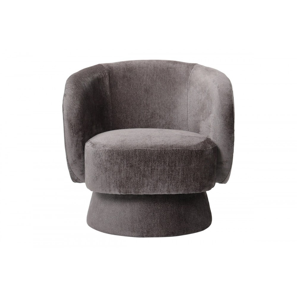 Πολυθρόνα περιστρεφόμενη "KRESLO" από μπουκλέ ύφασμα σε χρώμα ανθρακί 78x81x77