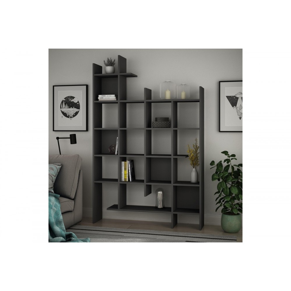 Βιβλιοθήκη "MANCO" σε χρώμα ανθρακί 122x25.5x188