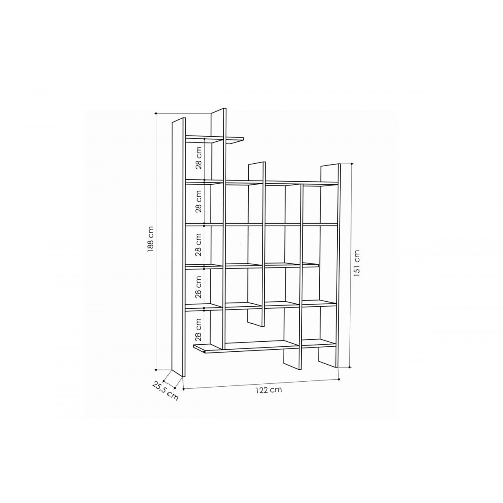 Βιβλιοθήκη "MANCO" σε χρώμα ανθρακί 122x25.5x188
