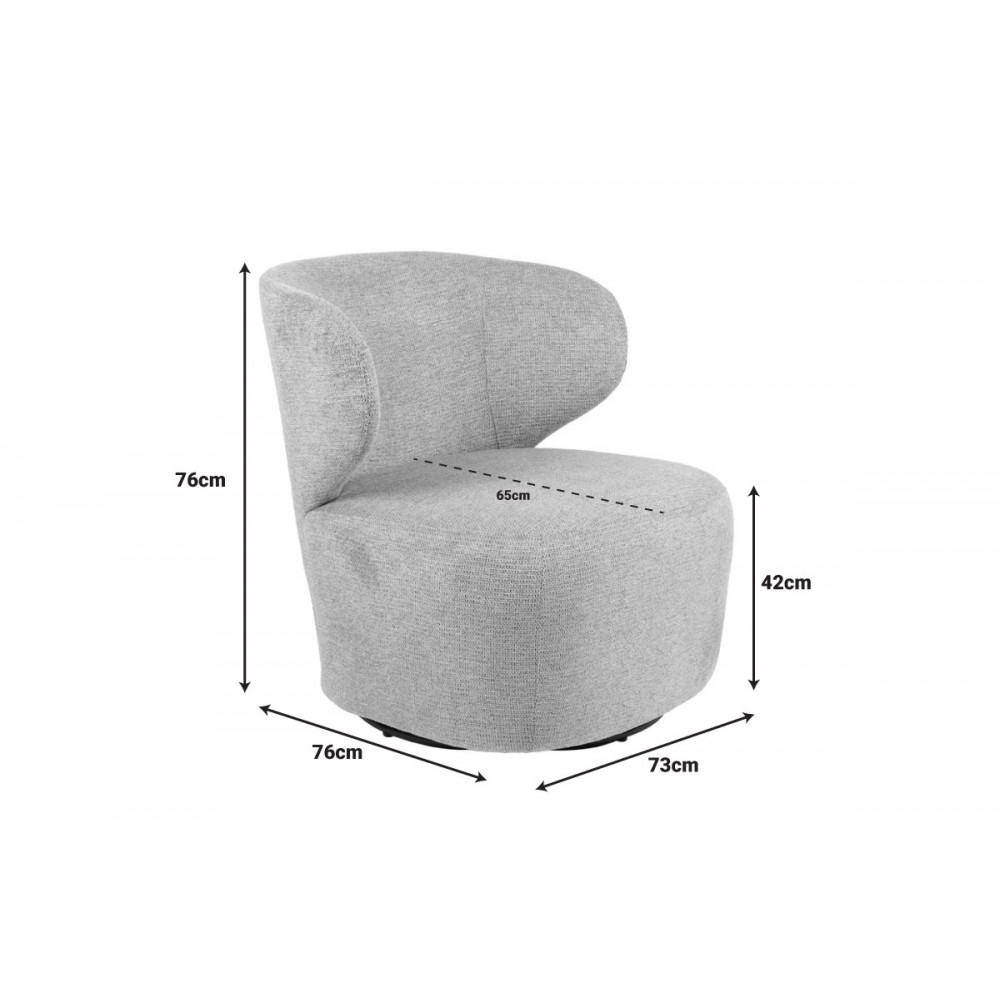 Πολυθρόνα "MARELIA" περιστρεφόμενη από ύφασμα σε χρώμα γκρι 73x76x76