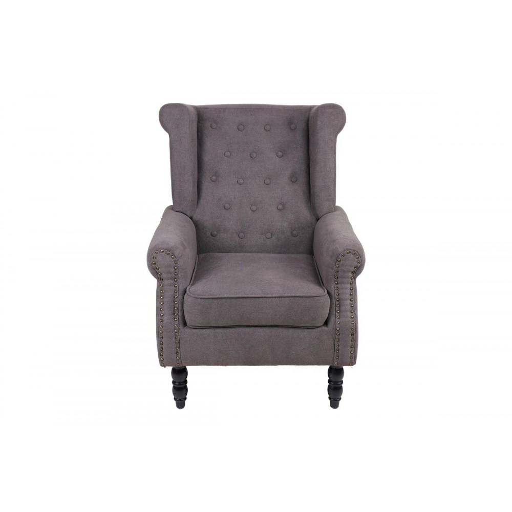 Πολυθρόνα "PIORE" από ύφασμα/rubberwood σε χρώμα ανθρακί/μαύρο 77x80x106