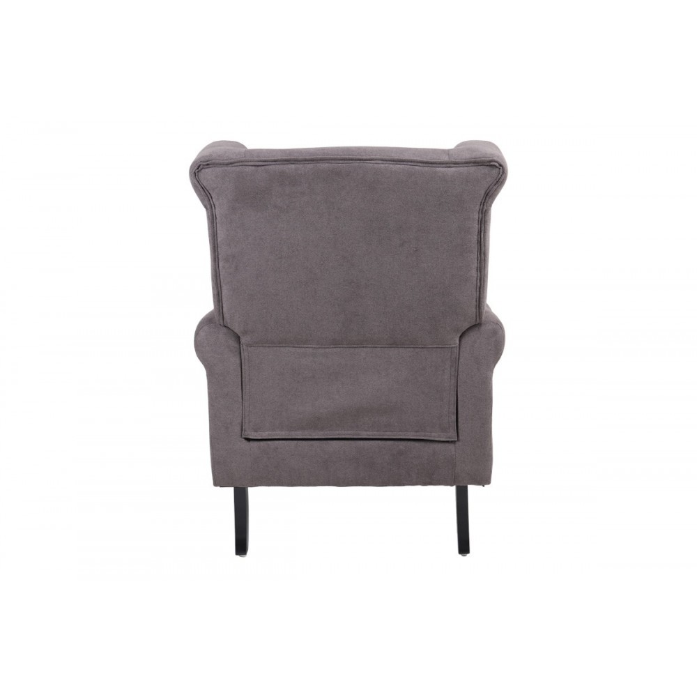 Πολυθρόνα "PIORE" από ύφασμα/rubberwood σε χρώμα ανθρακί/μαύρο 77x80x106