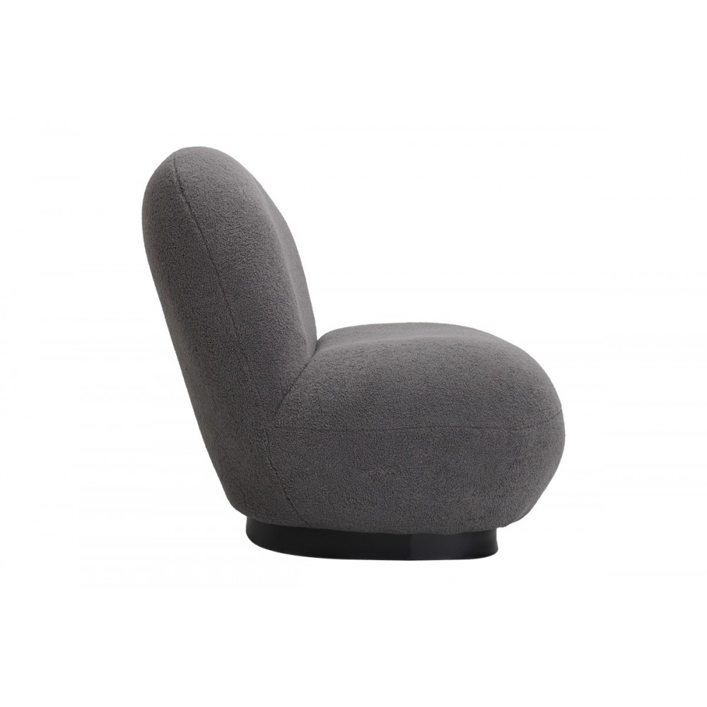 Πολυθρόνα "ROSALIE" από μπουκλέ ύφασμα σε χρώμα ανθρακί 85x82x77