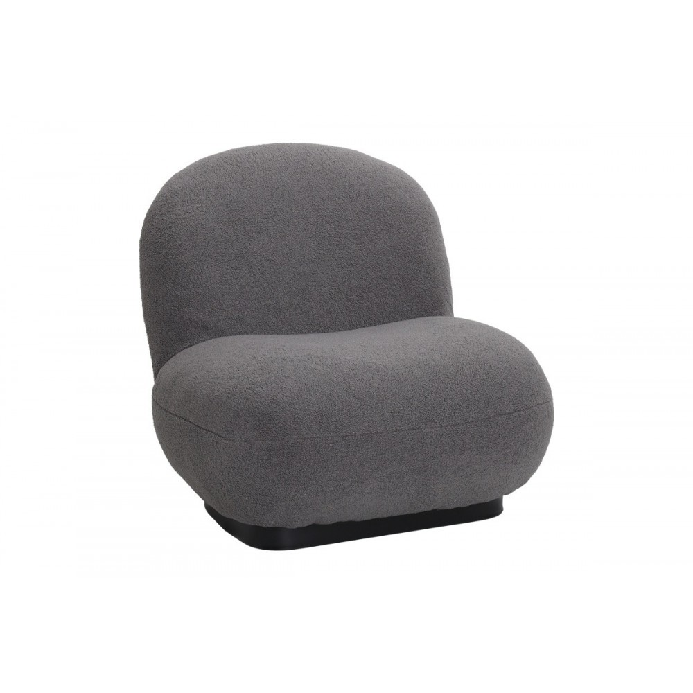 Πολυθρόνα "ROSALIE" από μπουκλέ ύφασμα σε χρώμα ανθρακί 85x82x77