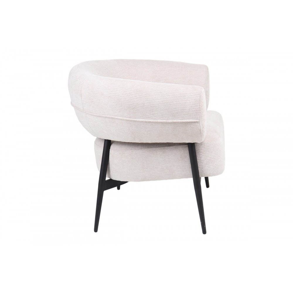 Πολυθρόνα "PENFEL" από ύφασμα/μέταλλο σε χρώμα κρεμ/μαύρο 85x72x73