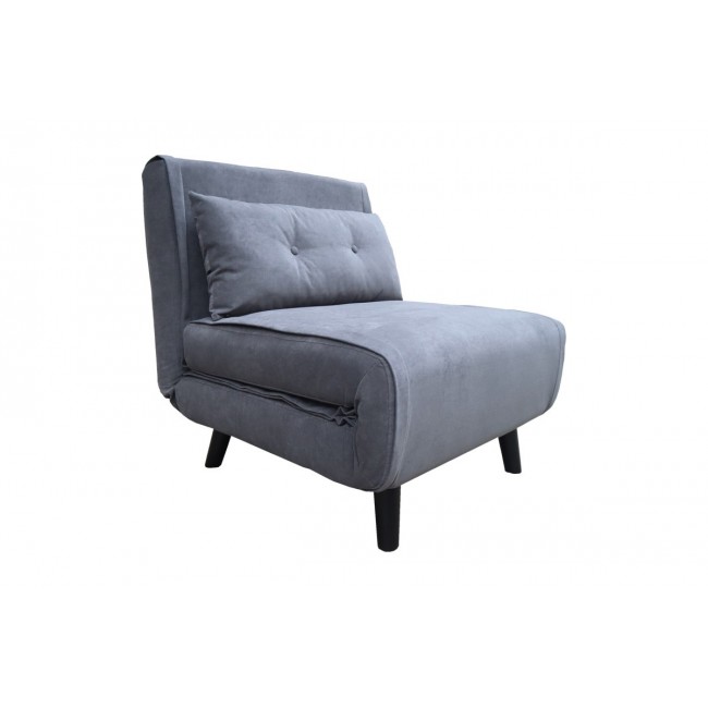 Πολυθρόνα-κρεβάτι "JOSUANE" από βελούδο/ξύλο σε χρώμα ανθρακί/μαύρο 78x80x81